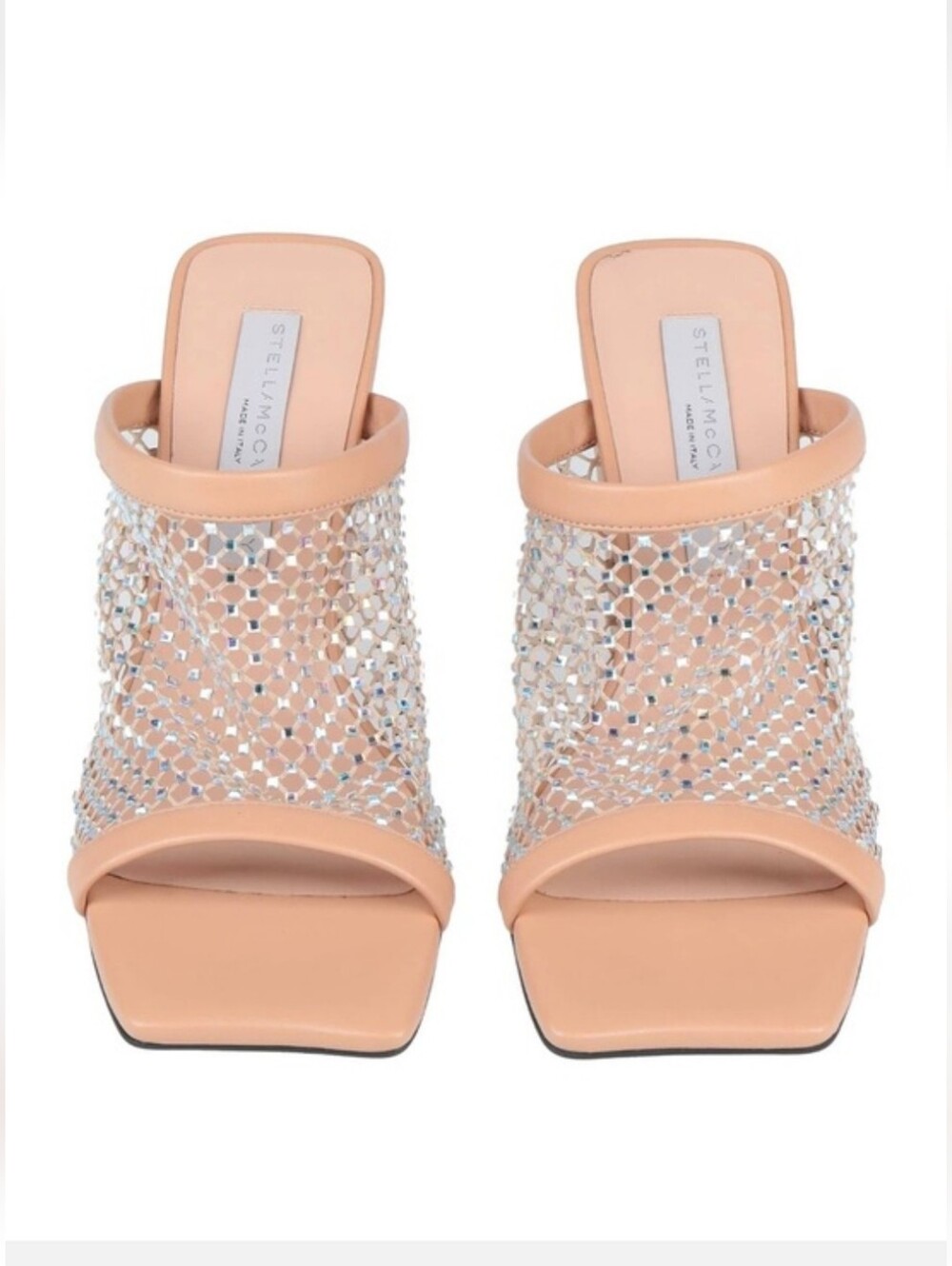 Stella McCartney Blush Crystal Mesh Slide Mules 7.5
